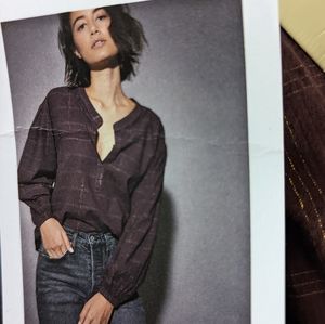 NWOT- black, Stephanie Balloon Slv Top, Nation LTD, women's small